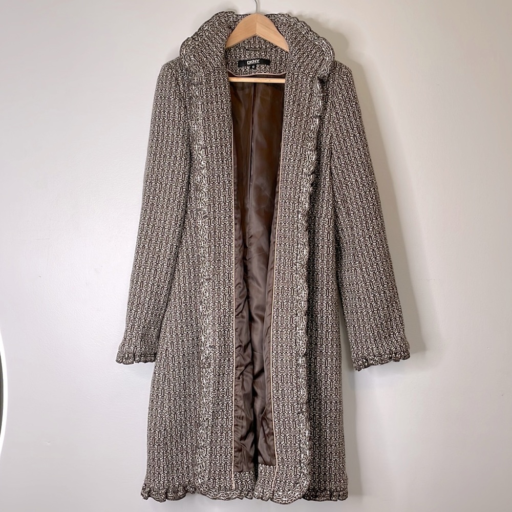 Vintage DKNY Wool Duster Coat Overcoat Top Coat Streetwear Donna Karen New York